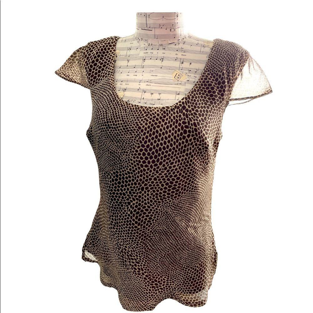 Donna Morgan Petites 100% Silk Wild Brown Animal Print Top size 4